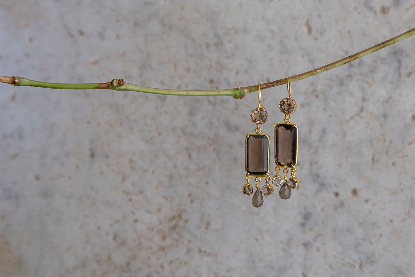 PENDIENTES DE TOPACIO AHUMADO