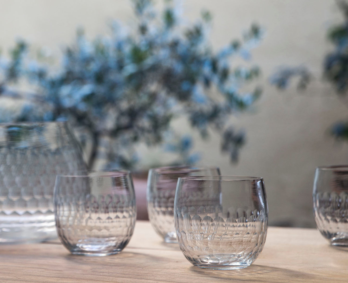 VASO DE VIDRIO FACETADO