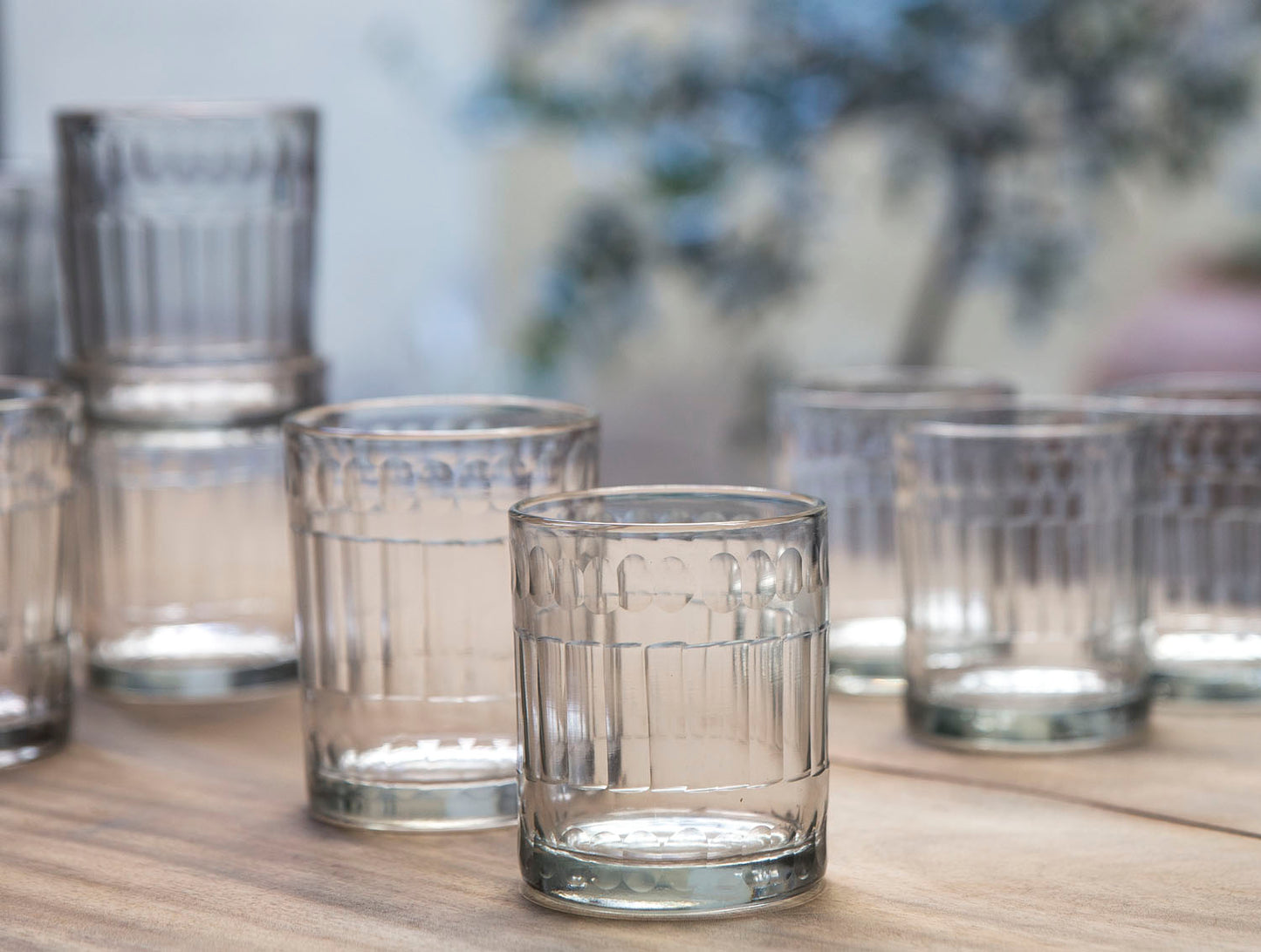 VASO DE VIDRIO FACETADO